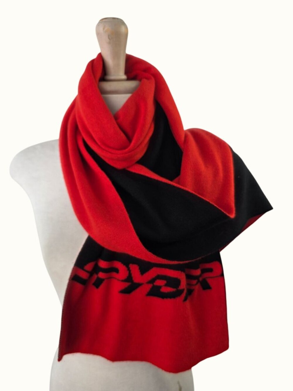Spyder Reversible Knit Scarf Red Black Logo Winter Ski Snowboard Unisex 72x12